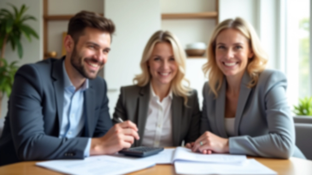 Familie bei Finanzplanung mit Vermögensverteilungsplan und Berechnungsunterlagen