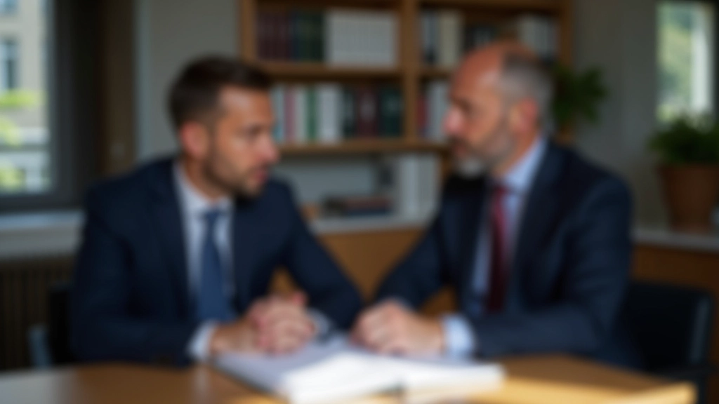 Rechtsanwalt und Mandant besprechen Testamentsplanung im modernen Büro