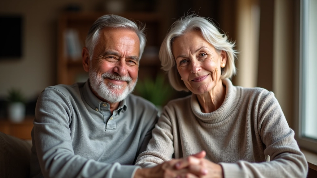 Ehepaar sitzt zusammen am Wohnzimmertisch mit Dokumenten
